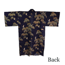 將圖片載入圖庫檢視器 Men's Happi Coat: Kimono Robe -Black, Navy Blue, Red base, Cranes & Pine Trees