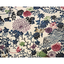 Load image into Gallery viewer, Vintage Haori Kimono Jacket Silk, White(ivory) base, Seasonal Flowers ,Chrysanthemum, Maple, Pine, Plum