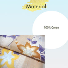 Load image into Gallery viewer, Women's Cotton Yukata, Casual Summer Kimono -Light beige Base, “yagasuri” (arrow feather) patterns with clematis flowers