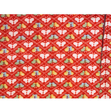 Load image into Gallery viewer, Vintage Haori Kimono Jacket Silk, Bold Red base, Butterflies, Diamond “Hishi” Pattern