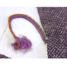 画像をギャラリービューアに読み込む, Vintage Haori Kimono Jacket Silk, Deep purple base, “Kanoko” Dots, Ivy Vine Design