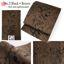 Load image into Gallery viewer, Washable Nagoya Obi (Layered Sarasa Floral Pattern) ,Beige ,Gray, Black –Classic Yet Modern– A Must-Have for Kimono Lovers
