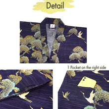 將圖片載入圖庫檢視器 Men's Happi Coat: Kimono Robe -Black, Navy Blue, Red base, Cranes & Pine Trees