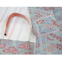 画像をギャラリービューアに読み込む, Vintage Haori Kimono Jacket Silk, Greyish Blue base, Floral Motifs