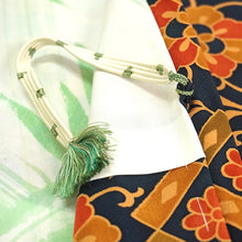 画像をギャラリービューアに読み込む, Vintage Haori Kimono Jacket Silk, Navy Blue base, Chrysanthemum , Arabesque