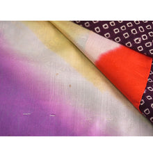 画像をギャラリービューアに読み込む, Vintage Haori Kimono Jacket Silk, Deep Red-Purple base, bamboom, ka-no-ko (Fawn Spots)Pattern