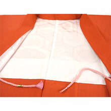 將圖片載入圖庫檢視器 Vintage Haori Kimono Jacket Silk, Vivid Orange base, Cloud ,Dew-on-Grass Motifs