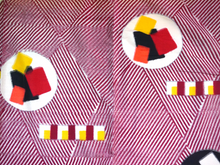 Load image into Gallery viewer, Vintage Japanese Kimono Women's Robe Silk, Red & White Striped Kimono with Geometric Patterns