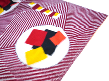 Load image into Gallery viewer, Vintage Japanese Kimono Women's Robe Silk, Red & White Striped Kimono with Geometric Patterns