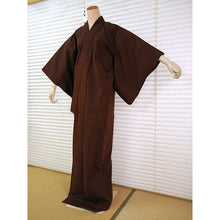 画像をギャラリービューアに読み込む, Vintage Japanese Kimono Women's Wool , Orange and Navy Stripes