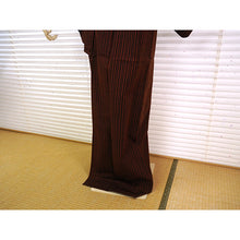 画像をギャラリービューアに読み込む, Vintage Japanese Kimono Women's Wool , Orange and Navy Stripes