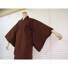 画像をギャラリービューアに読み込む, Vintage Japanese Kimono Women's Wool , Orange and Navy Stripes
