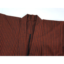 画像をギャラリービューアに読み込む, Vintage Japanese Kimono Women's Wool , Orange and Navy Stripes