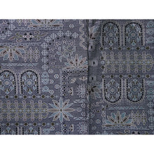 画像をギャラリービューアに読み込む, Vintage Japanese Kimono Women's Robe Silk, Muted Blue base with Floral-Inspired Geometrics