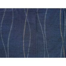 画像をギャラリービューアに読み込む, Vintage Japanese Kimono Women's Robe Wool, Dark Blue base with Flowing Vertical Lines