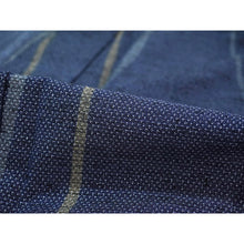 画像をギャラリービューアに読み込む, Vintage Japanese Kimono Women's Robe Wool, Dark Blue base with Flowing Vertical Lines
