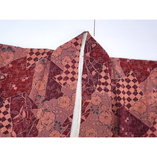 画像をギャラリービューアに読み込む, Vintage Japanese Kimono Women's Robe Silk, Red-Purple base with Tsujigahana, Bamboo, Ivy & Geometric Motifs