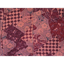 画像をギャラリービューアに読み込む, Vintage Japanese Kimono Women's Robe Silk, Red-Purple base with Tsujigahana, Bamboo, Ivy & Geometric Motifs