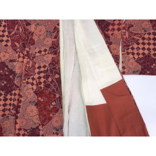 画像をギャラリービューアに読み込む, Vintage Japanese Kimono Women's Robe Silk, Red-Purple base with Tsujigahana, Bamboo, Ivy & Geometric Motifs