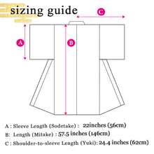 Load image into Gallery viewer, Vintage Japanese Kimono Women's Robe Silk, bush clovers and bellflowers, grayish blue,Autumn Grass Motif Kimono