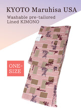Load image into Gallery viewer, Washable pre-tailored Lined KIMONO【ONE-SIZE】(The latticework is colored brown in places and has a floral pattern like an orchid pattern.)
