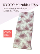 Load image into Gallery viewer, Washable pre-tailored Lined KIMONO【ONE-SIZE】(Large dahlia-like flowers pattern.)
