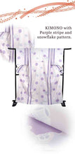 Load image into Gallery viewer, Washable pre-tailored Lined KIMONO【ONE-SIZE】(Purple stripe and snowflake pattern.)