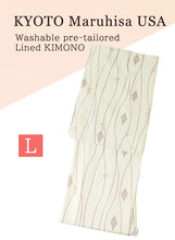 画像をギャラリービューアに読み込む, Washable pre-tailored Lined KIMONO【L】(Gray yoroke stripe with chrysanthemum lozenge pattern.)
