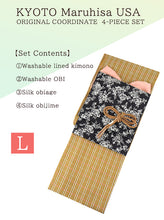 Load image into Gallery viewer, Effortless Elegance tailored Kimono 4 Piece Coordinate Set(Kimono, Obi, Obi-age, Obi-jime)L-SIZE