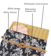 Load image into Gallery viewer, Effortless Elegance tailored Kimono 4 Piece Coordinate Set(Kimono, Obi, Obi-age, Obi-jime)L-SIZE