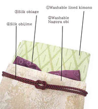 將圖片載入圖庫檢視器 Effortless Elegance tailored Kimono 4 Piece Coordinate Set(Kimono, Obi, Obi-age, Obi-jime)L-SIZE