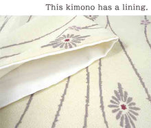 画像をギャラリービューアに読み込む, Washable pre-tailored Lined KIMONO【L】(Gray yoroke stripe with chrysanthemum lozenge pattern.)