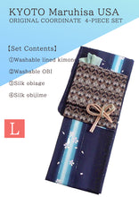 Load image into Gallery viewer, Effortless Elegance tailored Kimono 4 Piece Coordinate Set(Kimono, Obi, Obi-age, Obi-jime)L-SIZE