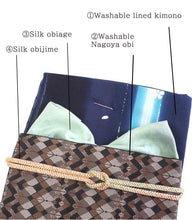 Load image into Gallery viewer, Effortless Elegance tailored Kimono 4 Piece Coordinate Set(Kimono, Obi, Obi-age, Obi-jime)L-SIZE