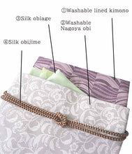 Load image into Gallery viewer, Effortless Elegance Kimono 4 Piece Coordinate Set(Kimono, Obi, Obi-age, Obi-jime)M-SIZE