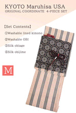 Load image into Gallery viewer, Effortless Elegance tailored Kimono 4 Piece Coordinate Set(Kimono, Obi, Obi-age, Obi-jime)M-SIZE