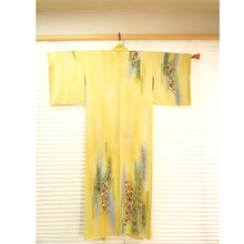 画像をギャラリービューアに読み込む, Vintage Japanese Kimono Women's Robe Silk, Bright Yellow ,Bokashi-Dye Kimono (Soft Gradient Effect)