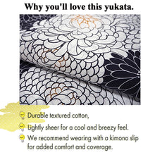 Load image into Gallery viewer, Women's Cotton Yukata, Casual Summer Kimono -White Base with Chrysanthemum Allover