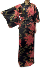 將圖片載入圖庫檢視器 Women's Easy Yukata / Kimono Robe : Japanese Traditional Clothes - Flowing Peony Black