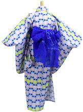 画像をギャラリービューアに読み込む, Girls' Yukata Heko-obi 2 items sets :Japanese Traditional Clothes - Citron Blue Scandinavian Design