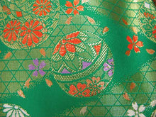 將圖片載入圖庫檢視器 Girl's Ready-Made Formal Obi for Japanese Traditional Kimono : S size - Green x Flower Temariball
