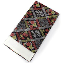 Load image into Gallery viewer, Ladies' Fukuro-Obi for Japanese Traditional Kimono - Formal Black Lattice Pine Bamboo Plum