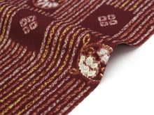 將圖片載入圖庫檢視器 Fabric Roll for Kimono : Japanese Traditional Clothes- Silook Toray Red Brown Square Flowers