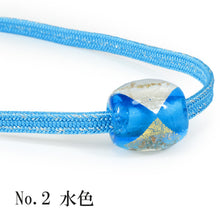 Load image into Gallery viewer, Obijime With Glass Beads Gold Silver Washi for Japanese Traditional Kimono- Light Blue