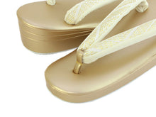 將圖片載入圖庫檢視器 Formal Bag Zori Set : for Japanese Traditional Clothes- Beige Gold Arrow Pattern