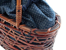 將圖片載入圖庫檢視器 Bamboo Basket Drawstring Bag - Weeping Knitting Navy