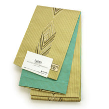 將圖片載入圖庫檢視器 Ladies' Hanhaba-Obi for Japanese Traditional Kimono - Reversible Long Yellow Stripe Diamond Adam&Eve Brand