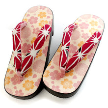 Load image into Gallery viewer, Women's Geta(Japanese Sandals) for Japanese Traditional Kimono/Yukata : - Cherry Blossoms with Red Hemp Leaves 23.0 - 24.5cm