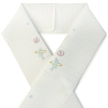 Load image into Gallery viewer, Silk combined weave Haneri for Japanese Traditional Kimono - Ro White hand drawn balloon