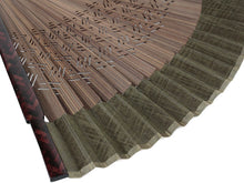 Load image into Gallery viewer, Men's Cotton Sensu :Japanese Traditional Folding Fan & Fan Bag 2-Piece Set Matcha Plain